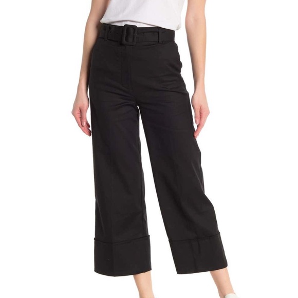 FRAME High Waisted Black Belted Cropped Pants - Picture 2 of 6